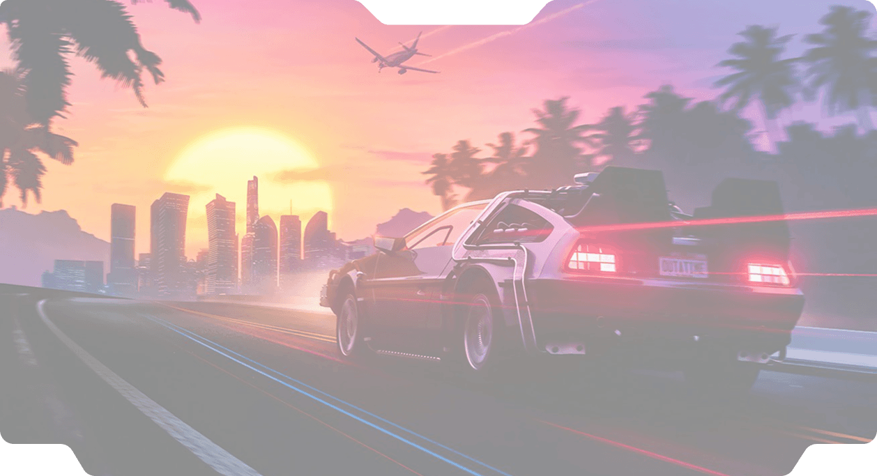 Retro car sunset background